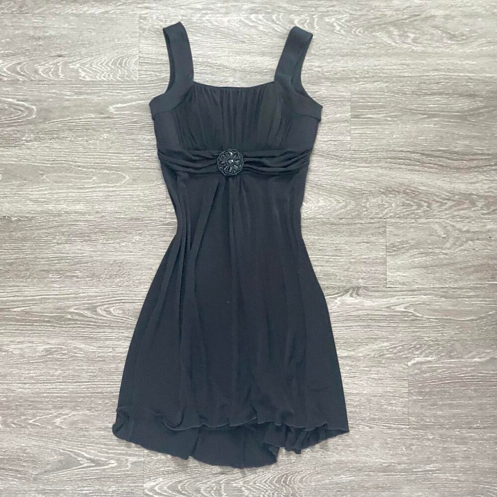 Whimsigoth black ruched neckline beaded